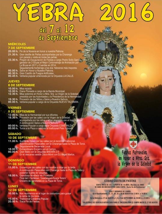 Fiestas patronales en honor a la Virgen de la Varga 2016 Yebra